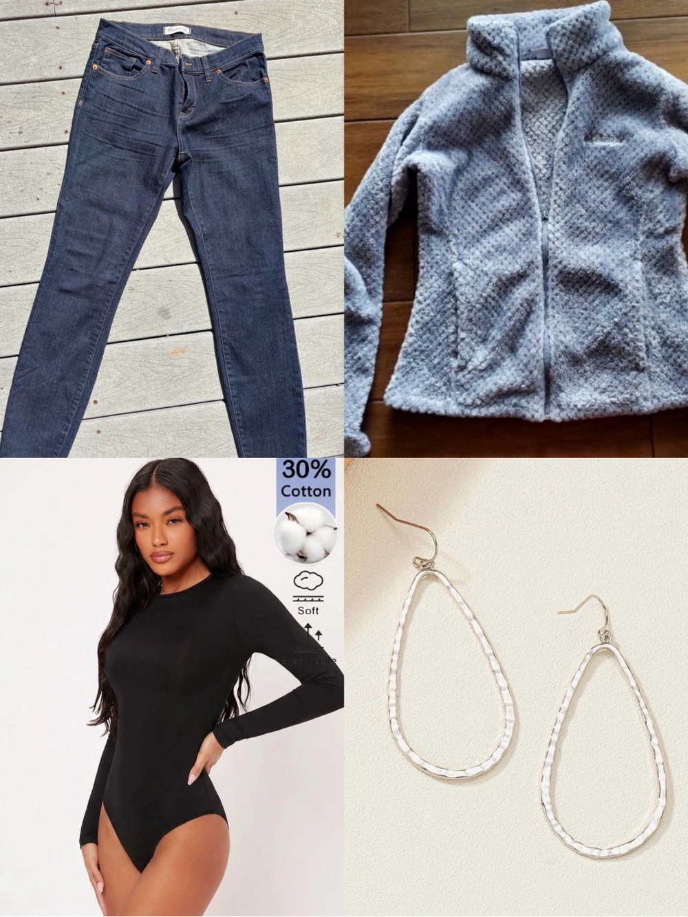 Bundle Women's Madewell Jeans 29 and M Columbia Gray Fleece Jacket with Bodysuit